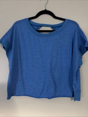 Amazon Blue Cropped Boxy Tee - Wide Scoop Neck
